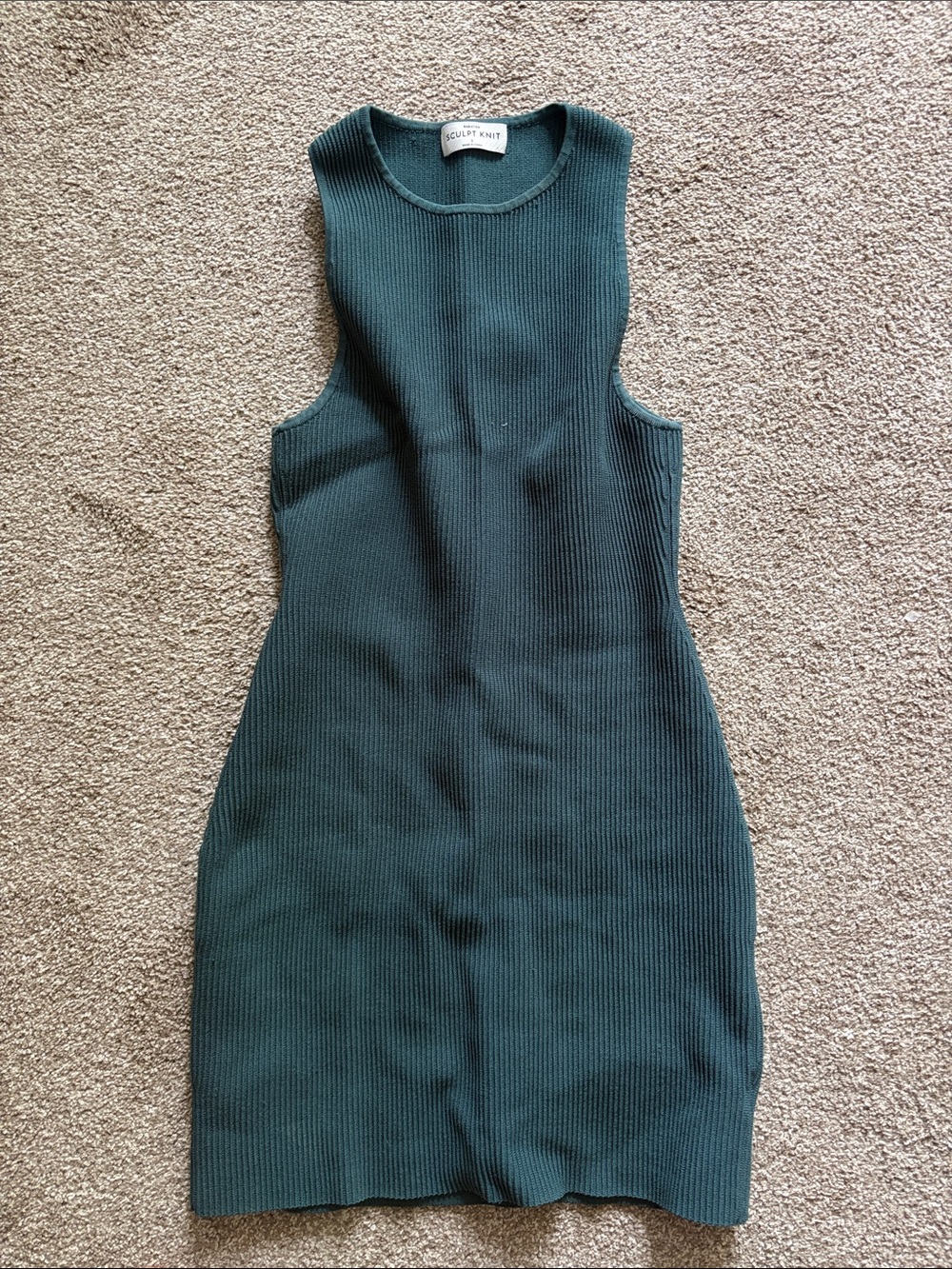 Aritzia Sculpt Knit Ribbed Tank Dress in Forest Green